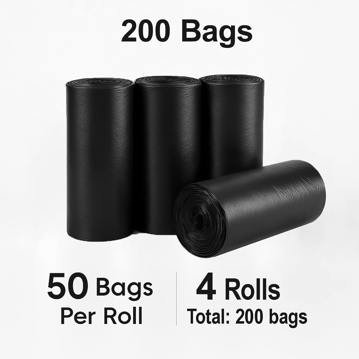 Mini Trash Can and 200 Pack Matching Garbage Bags Bundle, 0.4 Gal, Black - Compact & Convenient Waste Management Set