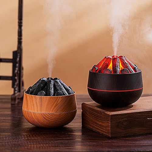 Miniatura 7 de Humidificador de fuego de carbono simulado de gran capacidad, diseño de fuego de carbón de oficina, escritorio USB, portátil, ultra silencioso