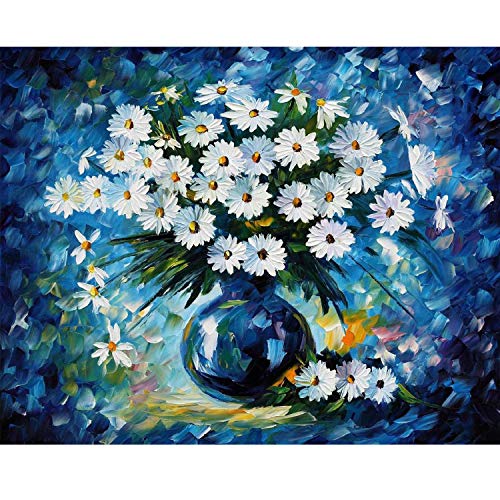 Artoree DIY 5D Diamond Painting by Number Kit for Adult, Full Drill Diamond Embroidery Kit Home Wall Decor-20x16 Blue Daisy