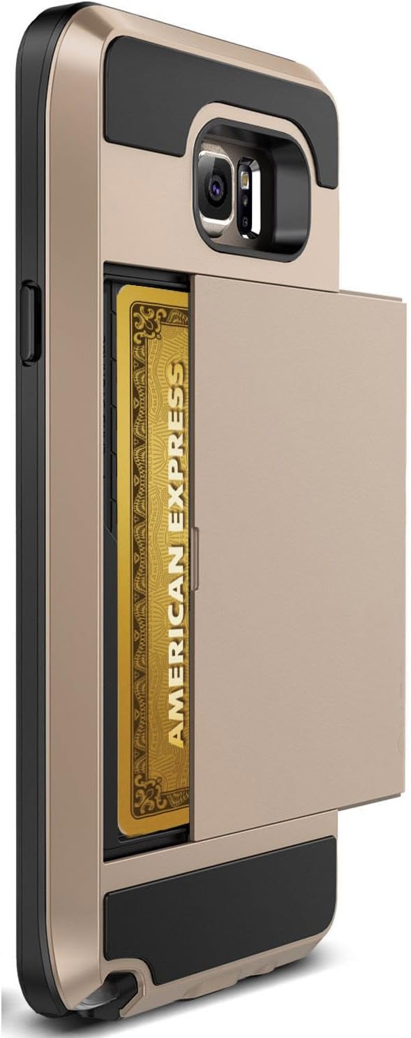 tekSonic Note 5 Case, Samsung Galaxy Note 5 Case (Gold) [Card Slide Slot][Drop Protection][Heavy Duty][Wallet] Full Cover Protection Tough Case for Samsung Galaxy Note 5 (Golden)