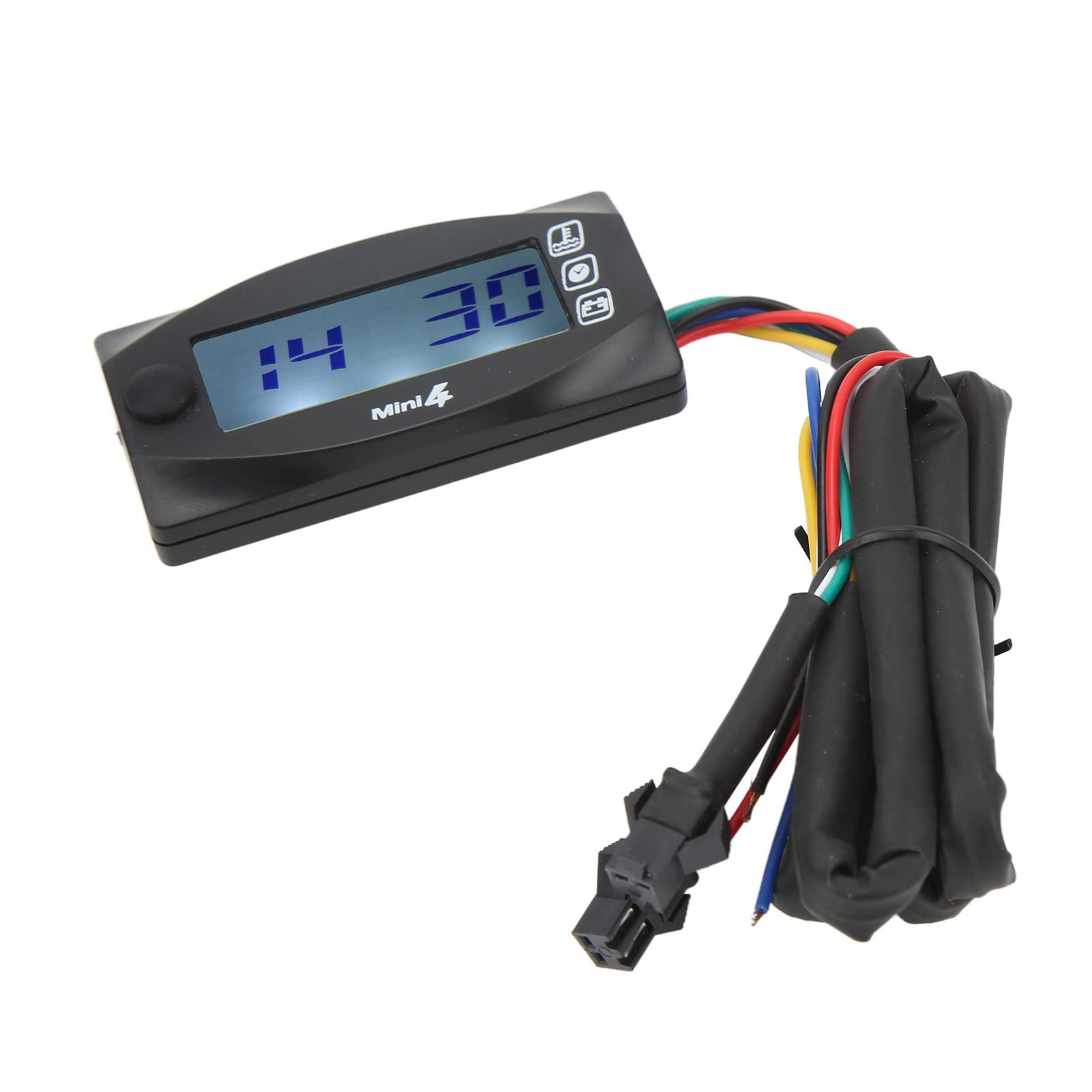 Misuratore di Temperatura e Tensione per Moto, Voltmetro Digitale con Display LCD Digitale a Forte luminosità 4 in 1 per Moto (16MM)