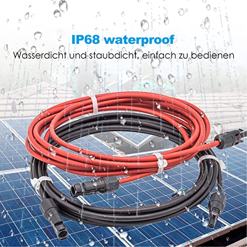 12AWG Cabo de extensão de um par Vermelho e Preto para painéis solares com conectores fêmea e macho,