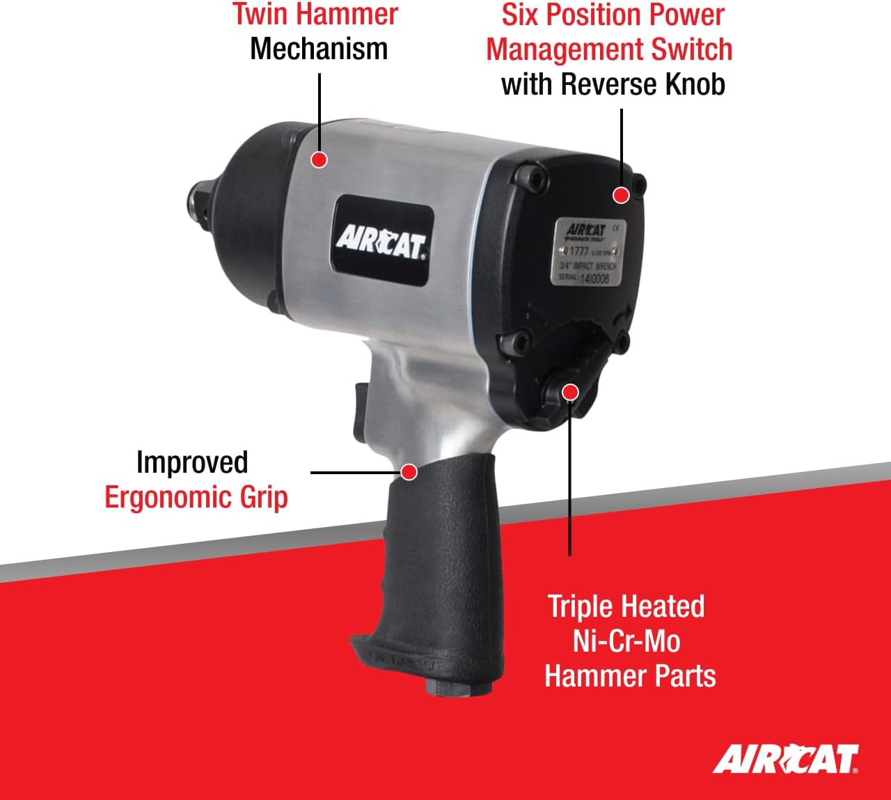 AIRCAT 1777K 3/4" Compact Impact Kit, Aluminum