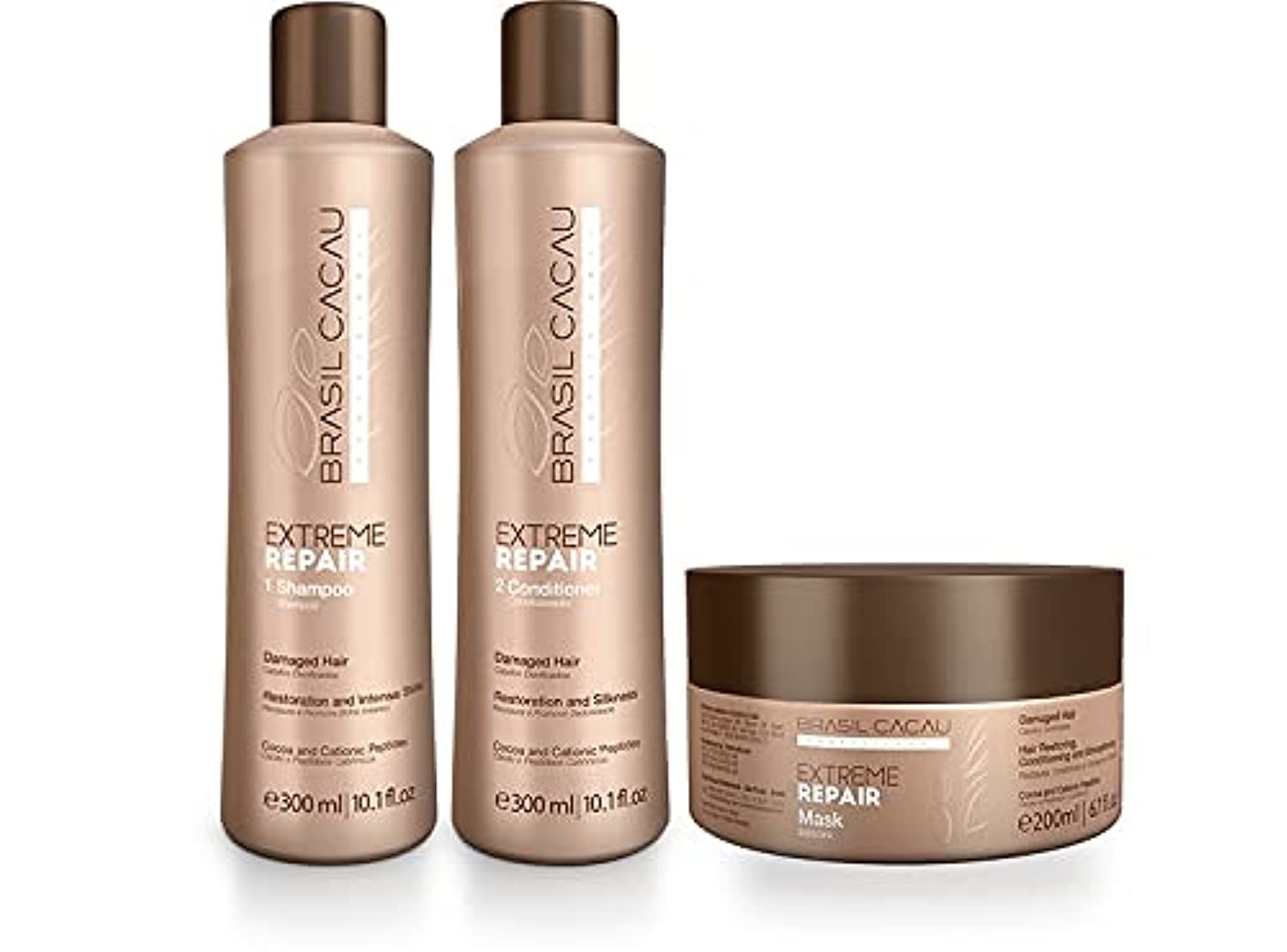 Brasil Cacau Professional Extreme Repair Shampoo 300ml + Conditioner 300ml + Repair Mask 200ml