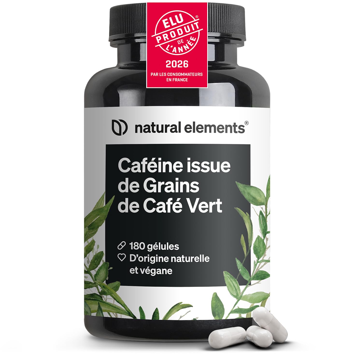Gélules de caféine – 200 mg de caféine naturelle/gélule – 180 gélules – alternative naturelle aux comprimés de cafeine – végane, hautement dosé – produit et contrôlé en laboratoire en Allemagne