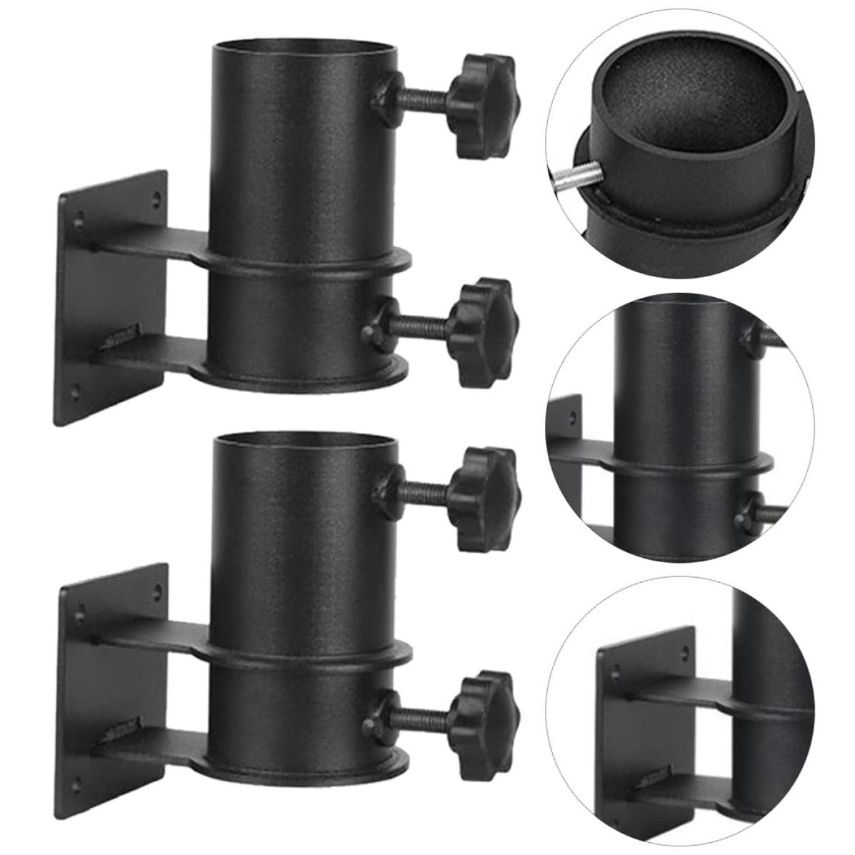 Supporto per Ombrellone in Ferro Nero, Montaggio da Terrazzo Resistente