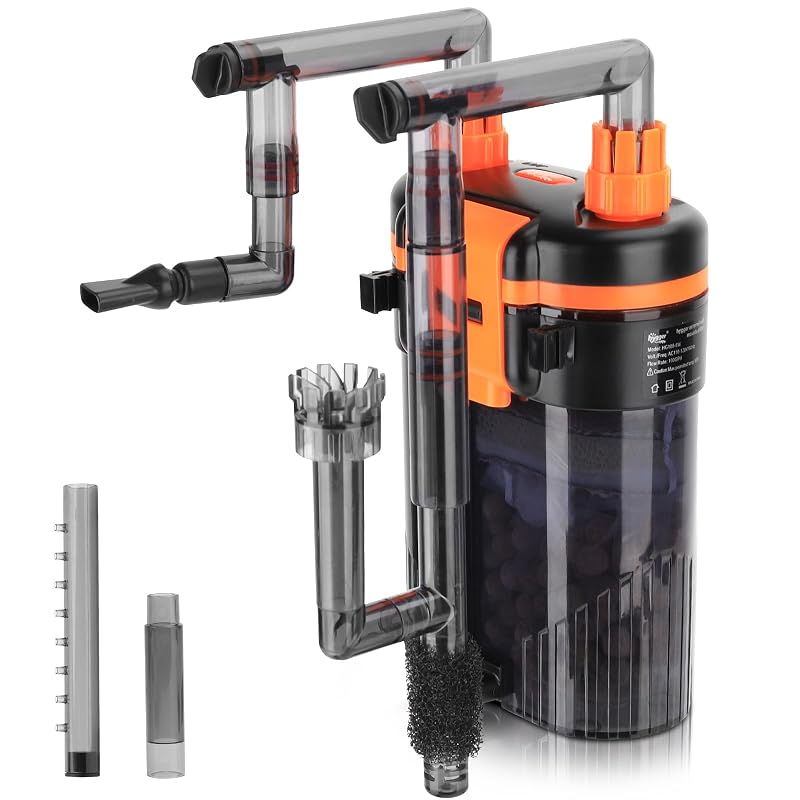 Filtro Externo Hang-On-Back para Aquário hygger HG108, 3 Estágios, Vazão Ajustável e Skimmer de Óleo, 5 W para até 37,85 L