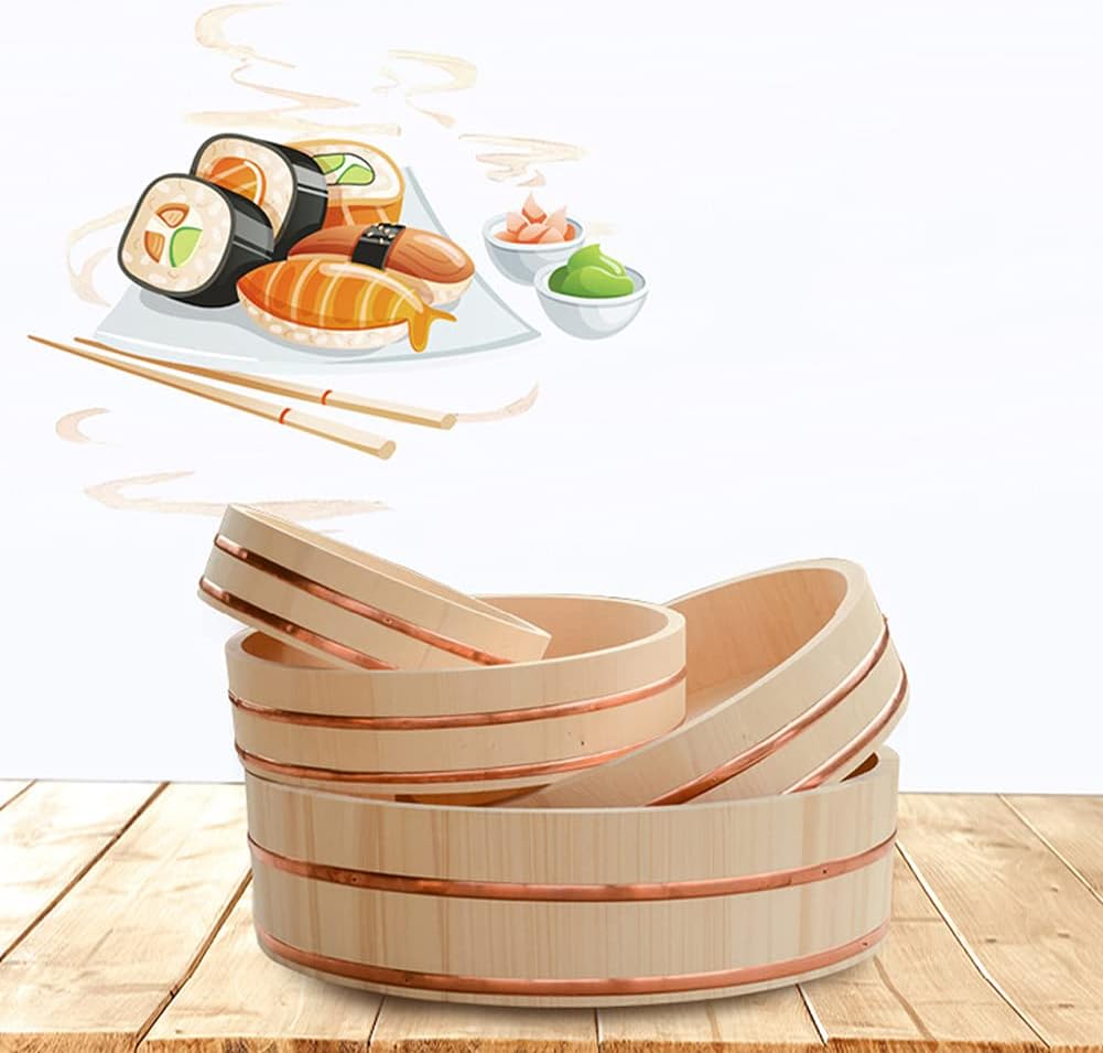 tikusan wooden hangiri sushi rice mixing tub pp band with lid made in