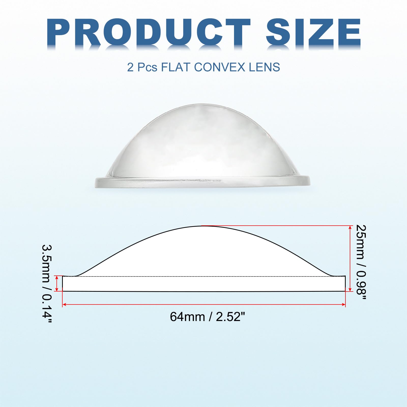 PATIKIL Diameter 64mm Flat Convex Lens - Image 2