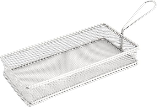 Miniatura 1 de Uxcell Colador cesta de malla rectangular acero inoxidable patatas fritas Cesta Plata Tono