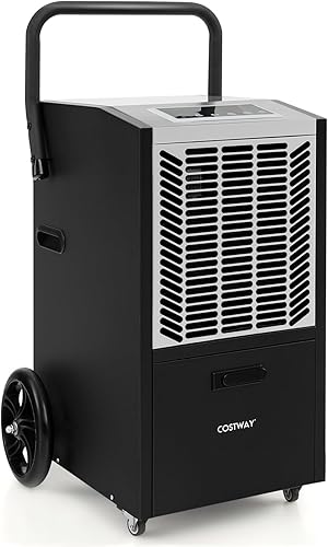 COSTWAY Deshumidificador comercial de 163 pintas, deshumidificador de espacio de arrastre de 4500 pies cuadrados con bomba y manguera de drenaje,