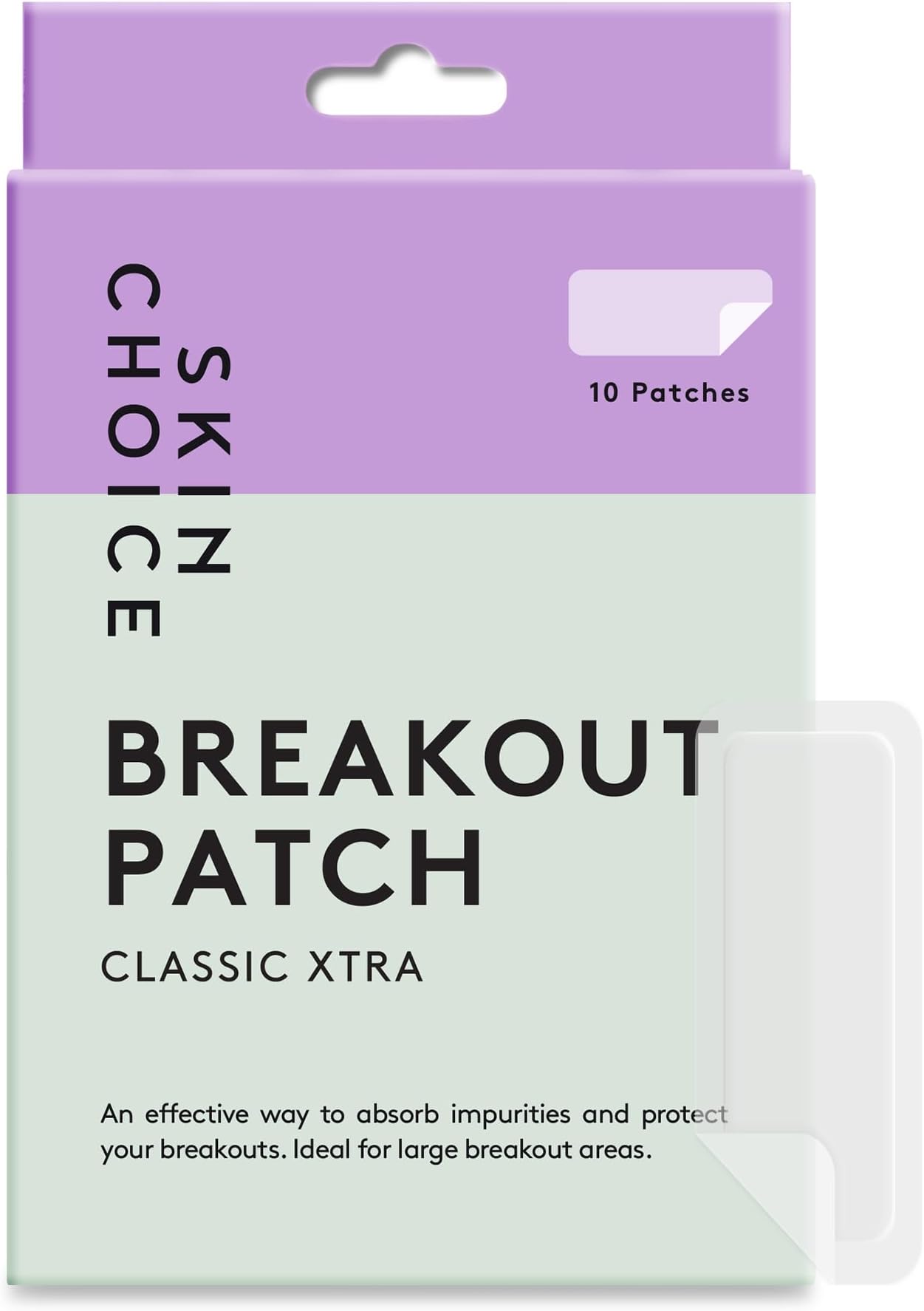 SKIN CHOICE Large Pimple Patches - Breakout Patch Classic Xtra - For Forehead & Chin, Mighty Surface Large Spot Patches, Large Hydrocolloid Patch, Vegan, Cruelty-Free, Korean Skincare (Pack of 10)