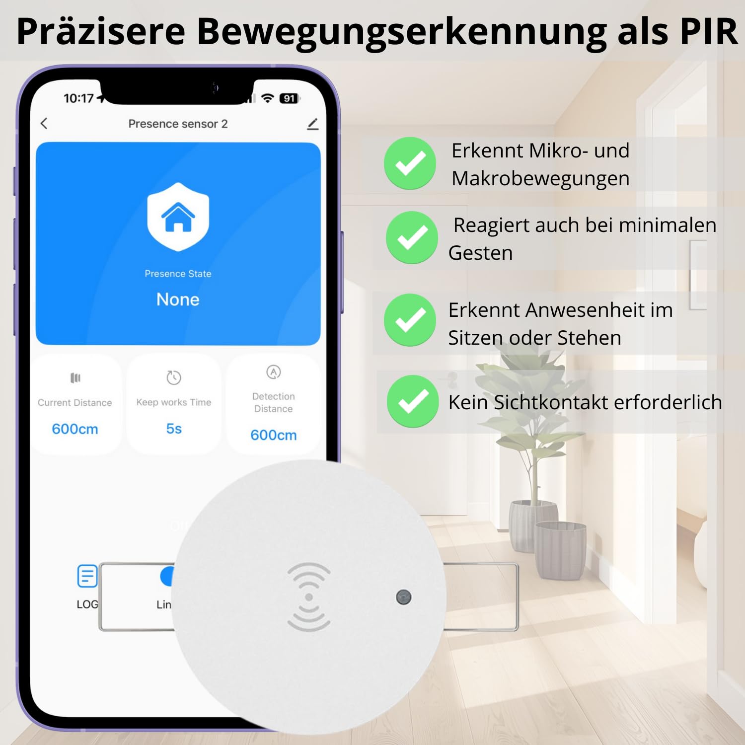 Detector de presencia con detección de movimiento empotrado Zigbee Tuya