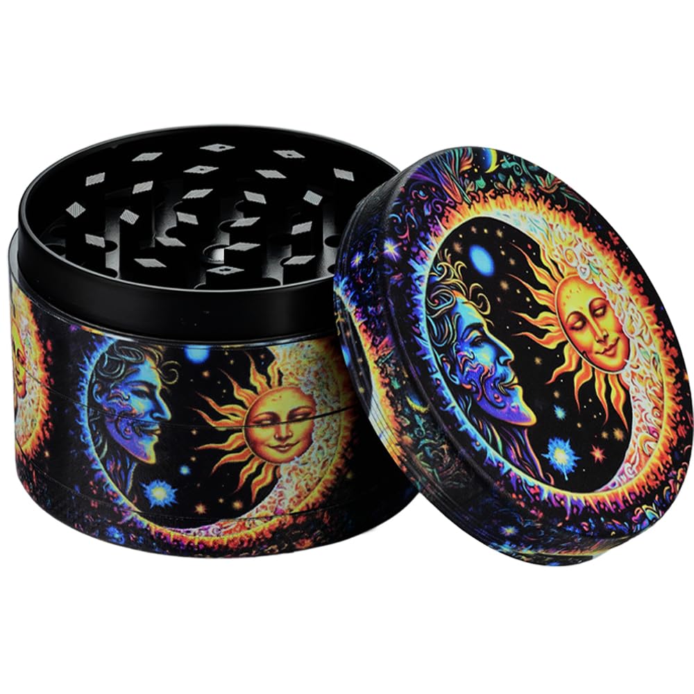 Sytranrein Grinder Set,50mm Herb Grinder with Rolling Tray,Metal Grinder Gift Set (Stars Grinder)