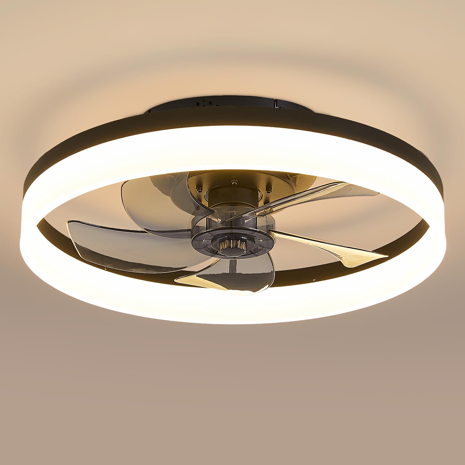 Ventilateur de Plafond Silencieux 50 cm avec Télécommande, 6 Vitesses, Réversible, LED Dimmable 3 Températures de Couleur