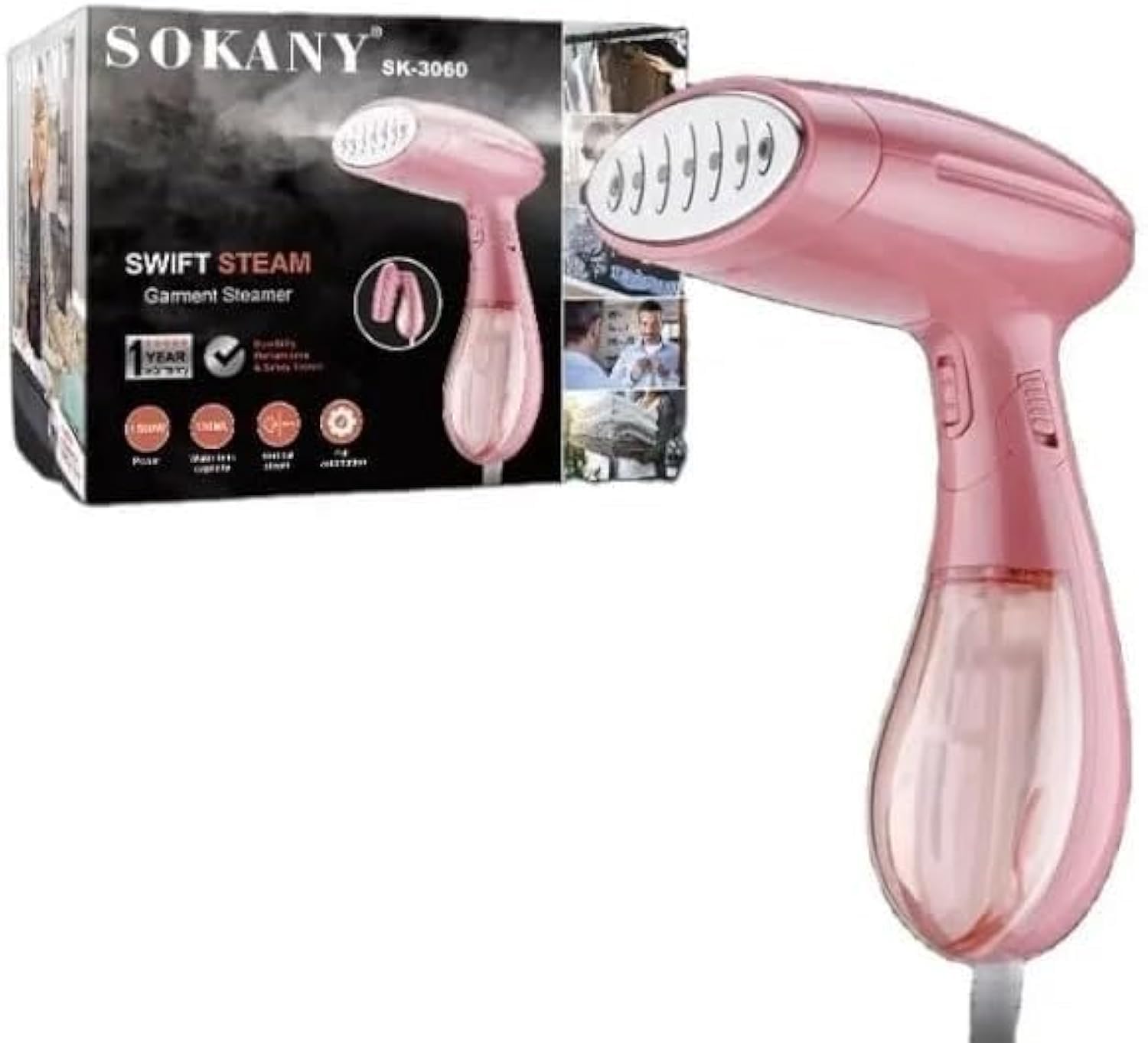 SUPAAR Easy Touch Upright Garment Steamer IRON and Electric Portable Clothing Steamer Vertical Ironing For Clothes Handheld Garment Steamers. (pink)