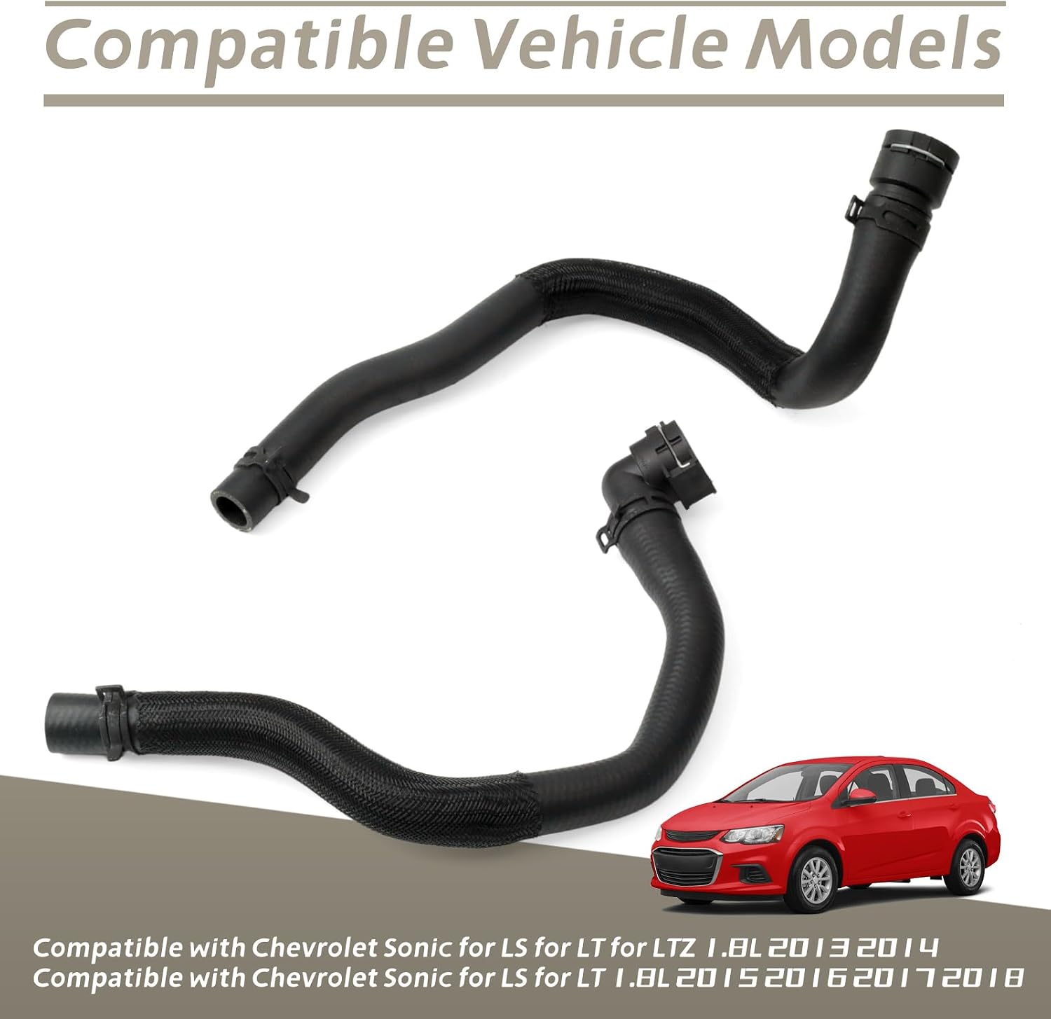 96958206 95492002 Heater Inlet & Outlet Hose Kit Compatible with Chevy Sonic 2013 2014 2015 2016 2017 2018, w/95089363 95089364 Connectors Hose Assembly Coolant Line Parts