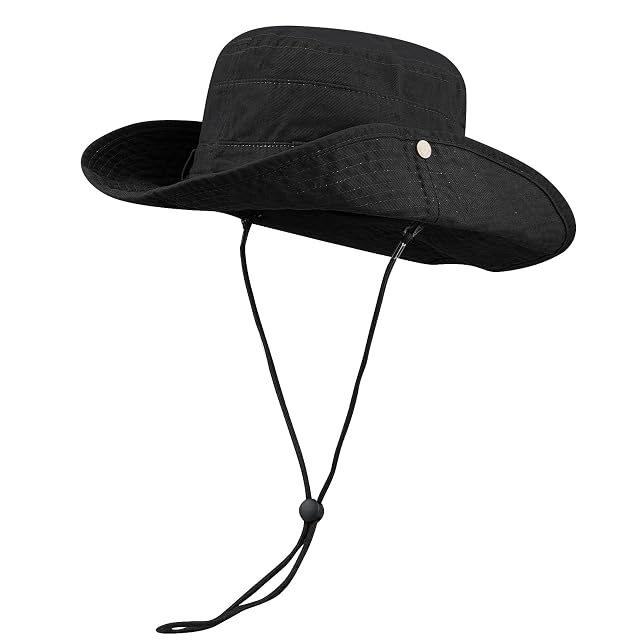 CLAPE Fishing Sun Boonie Hat UV Protection Safari Cap Outdoor Hunting Camping Hat with Chin Cord Wide Brim