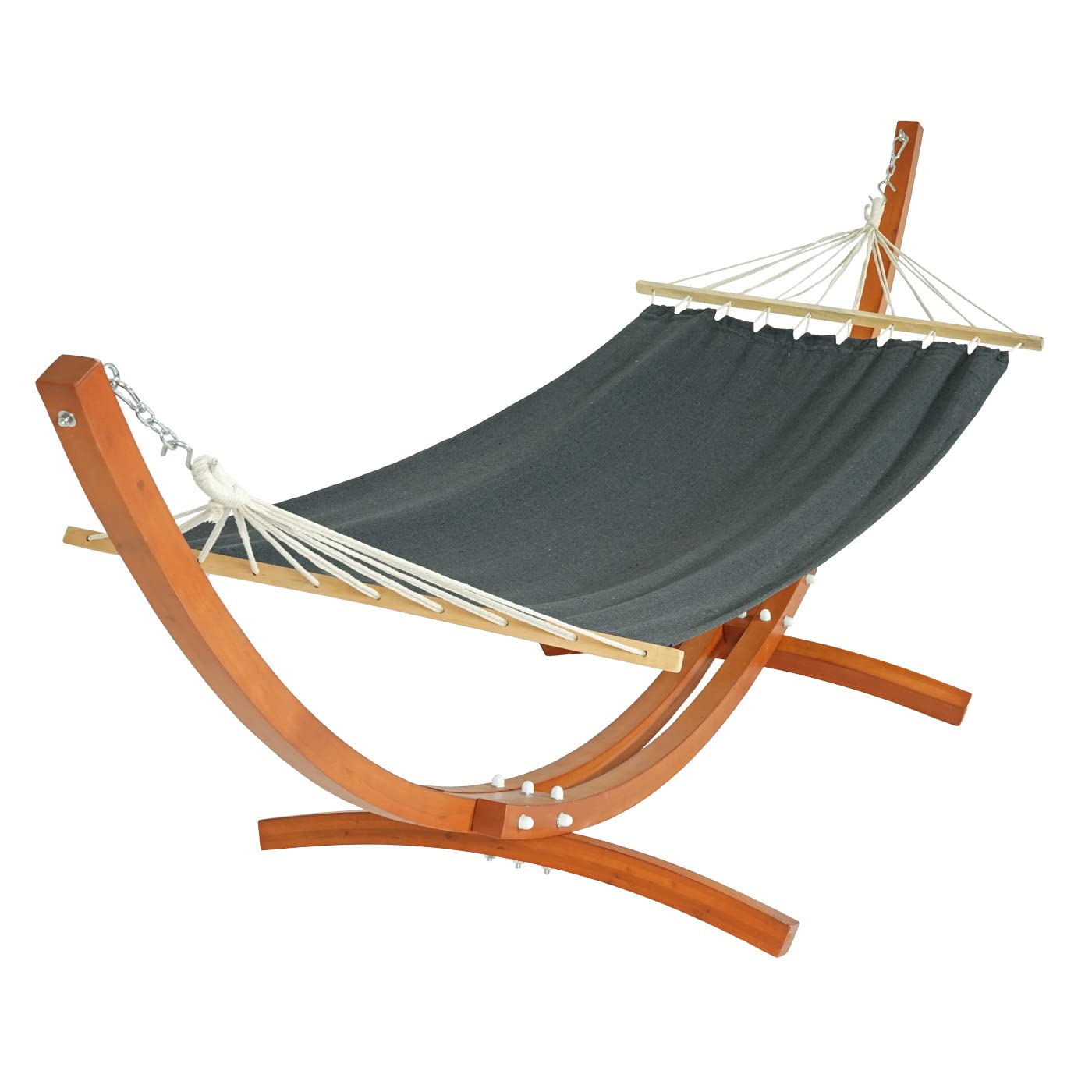 Mendler Hängematte mit Gestell HWC-J46 320cm - braun, Matte grau