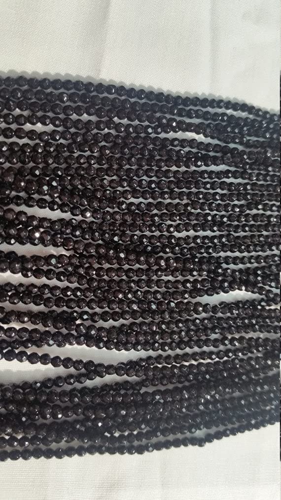 Perles onyx noir facettées 2mm LKBEADS rondelle fil de 40cm pour création bijoux