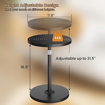 Small Side Table, Adjustable-Height Round Drink Table for Small Space