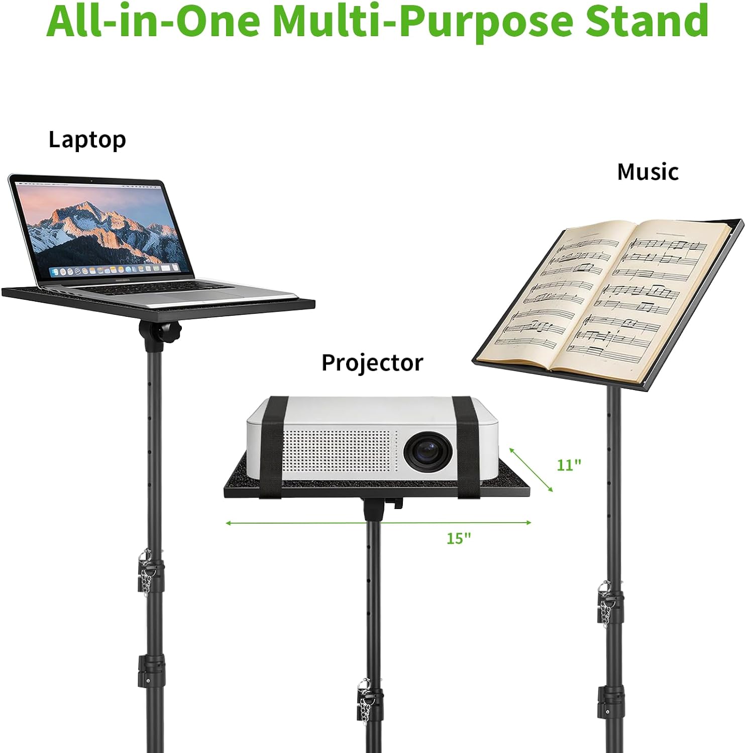 Projector Stand Adjustable 24 to 55 inches Heavy Duty 33LB Projector Mount as DJ Racks, Portable Projector Tripod, Tall Floor Stand for Office, Home, Stage or Studio