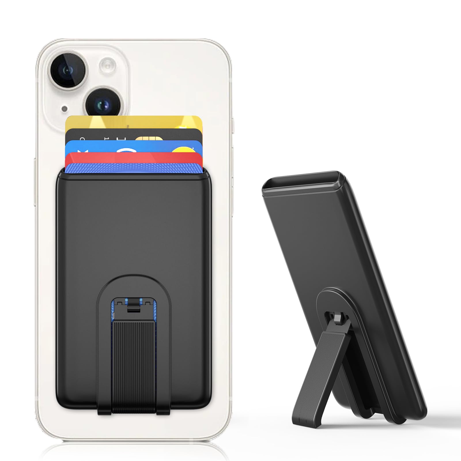 Amazon.co.jp: [Senose] カードケース 手帳型 カードポケット カード入れ 収納 SUICA PASMO 定期入れ  最大5枚収納可能 カードホルダー iPhoneカードケース 持ち歩き便利 ios/Android 全機種対応 (ブラック「スタンド付き」) :  家電＆カメラ