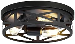 ZHU YAN 13 inch Farmhouse Ceiling Light Fixture 3-Light Hallway Light Fixtures Ceiling Black Flush Mount Ceiling Light