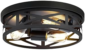 ZHU YAN 13 inch Farmhouse Ceiling Light Fixture 3-Light Hallway Light Fixtures Ceiling Black Flush Mount Ceiling Light