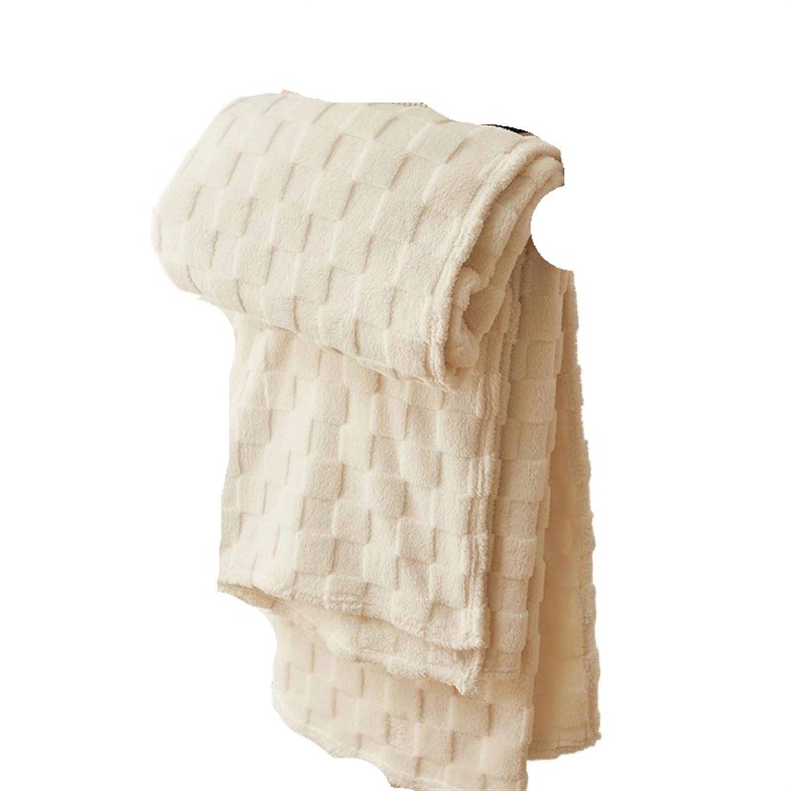 Couverture pour canapé douillette et chaude à carreaux beige pour vos soirées d'hiver
