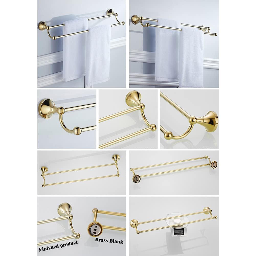 Toallero doble antiguo para baño, cocina, hotel, inodoro, latón/bronce cromado dorado