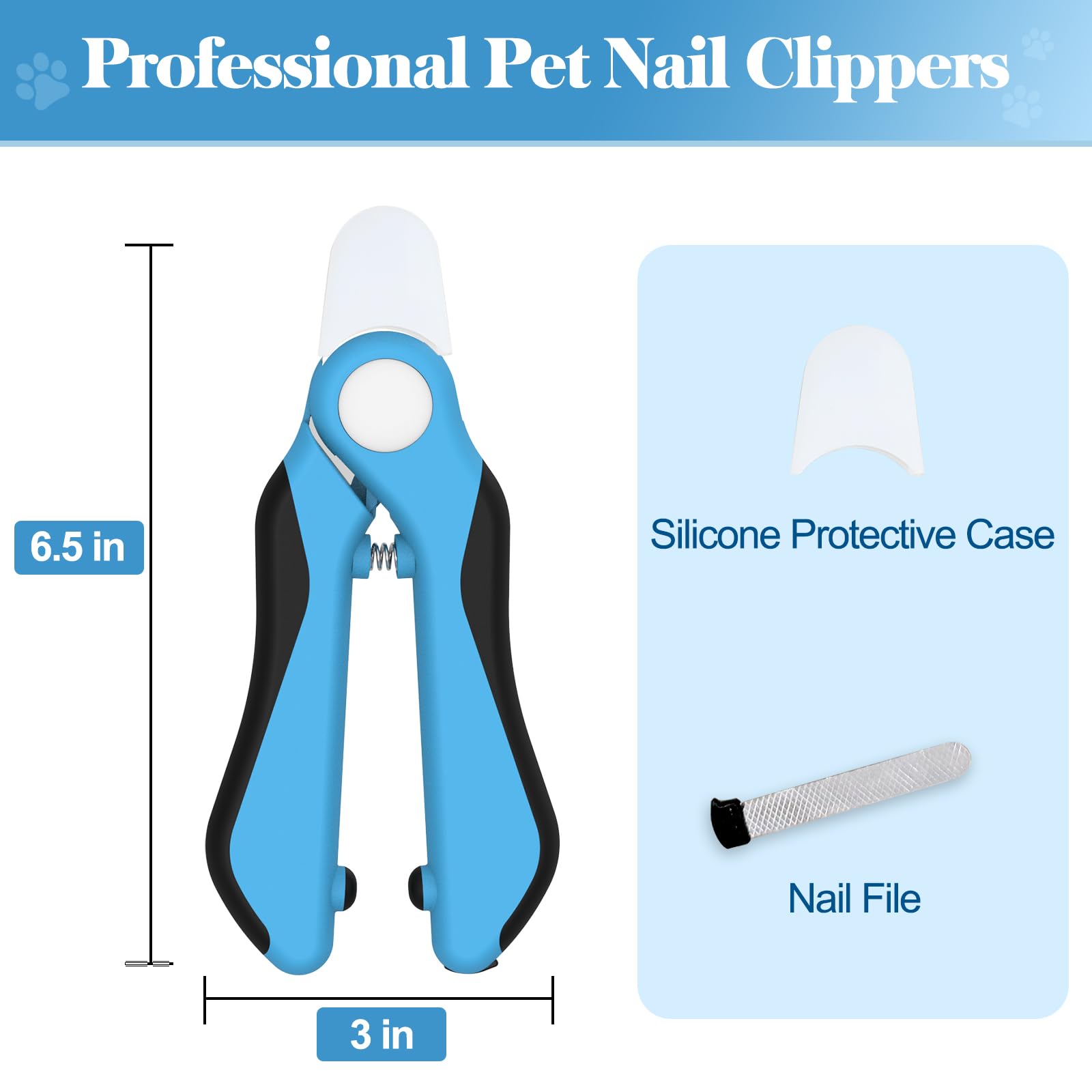 Swihauk Heavy Duty Dog Nail Clippers and Trimmers, Professional Pet Nail Clippers with Nail File for Dogs Cats Small Animal, Claw Clippers with Safety Guard to Prevent Over-Cutting, Blue - image 2