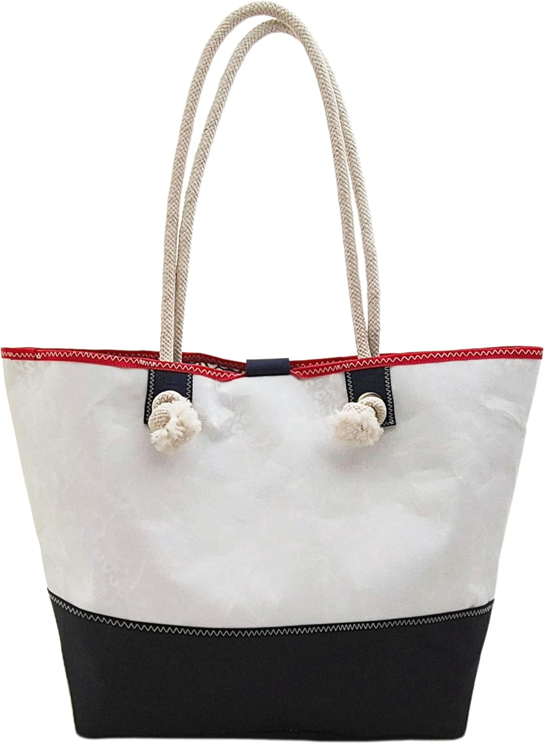 Tote Bag, Sail Cloth | White and Navy Blue, Splashproof, Summer Bag