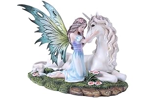 Pacific Giftware Fairy Princess with Unicorn Statue Meadow Flowers Fairyland Legends Collection