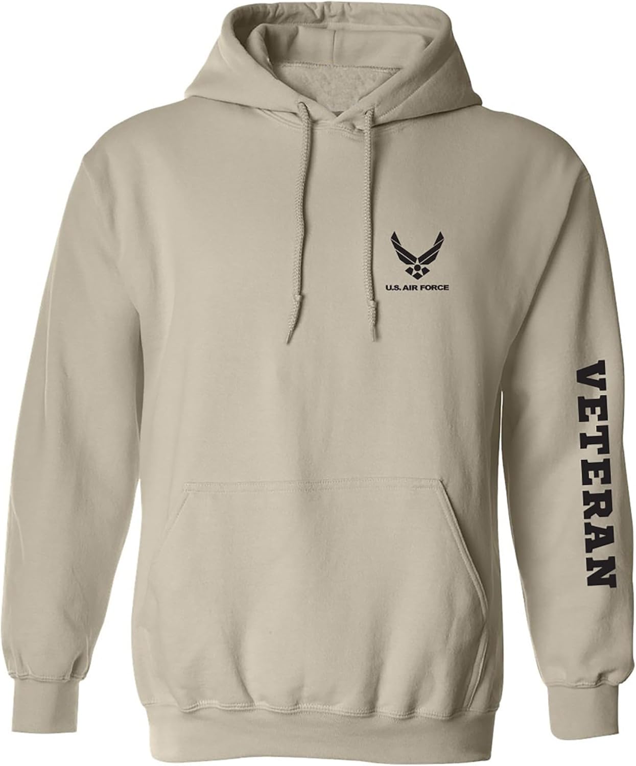 zerogravitee Air Force Veteran Black Sleeve Print Adult Hooded Sweatshirt