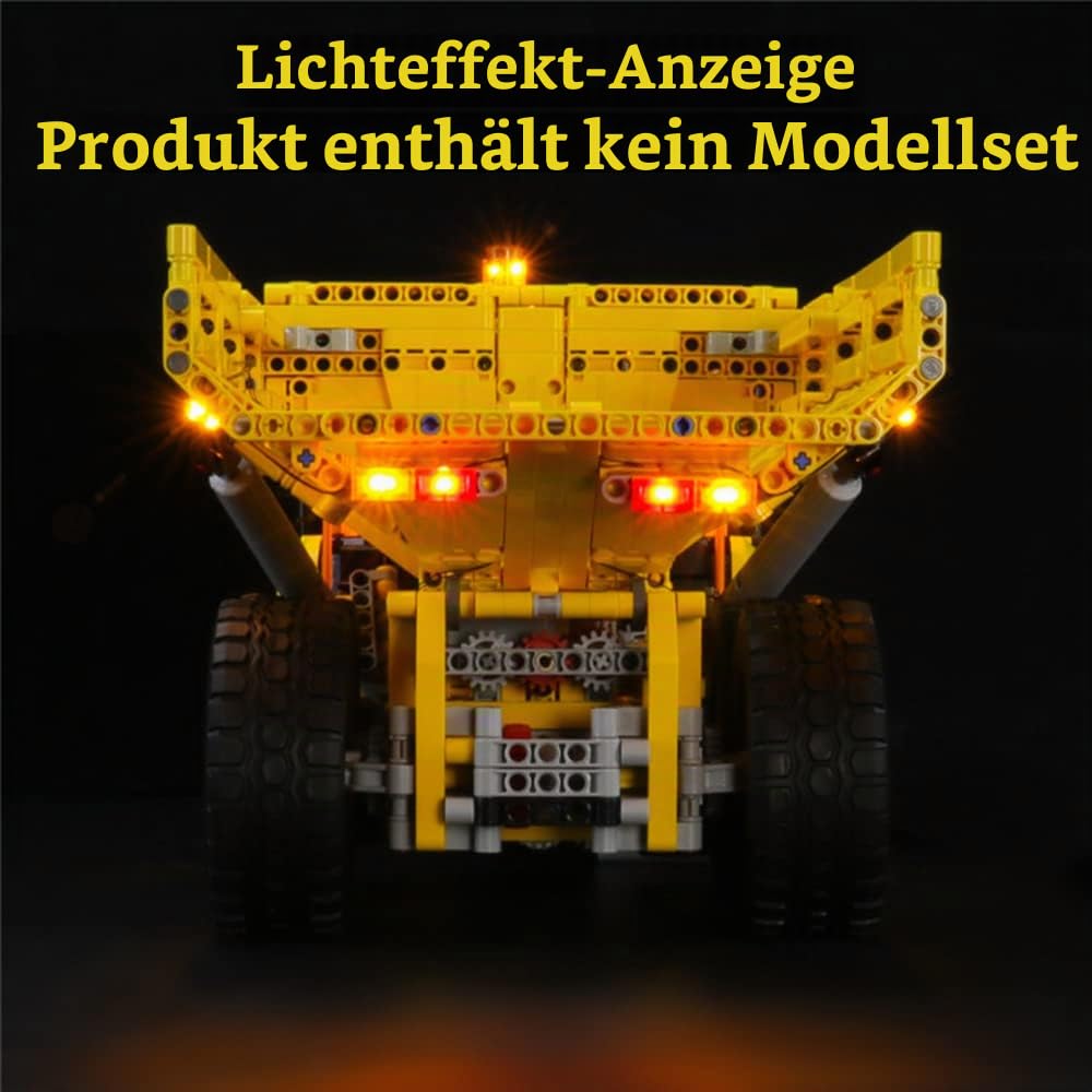 GEAMENT LED Licht-Set Kompatibel mit LEGO Knickgelenkter Volvo-Dumper (6x6) (6X6 Volvo Articulated Hauler) - Beleuchtungsset für Technic 42114 (Modell-Set Nicht enthalten)