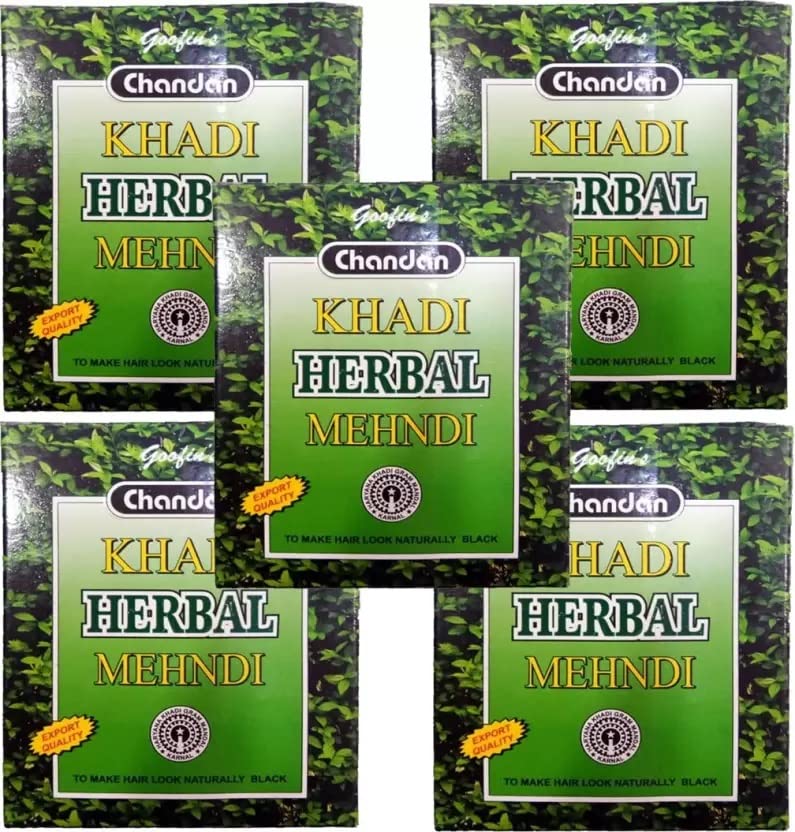 Chandan Khadi Herbal Mehndi Henna (BOX, BLACK) (Pack of 5, 400 grms total)