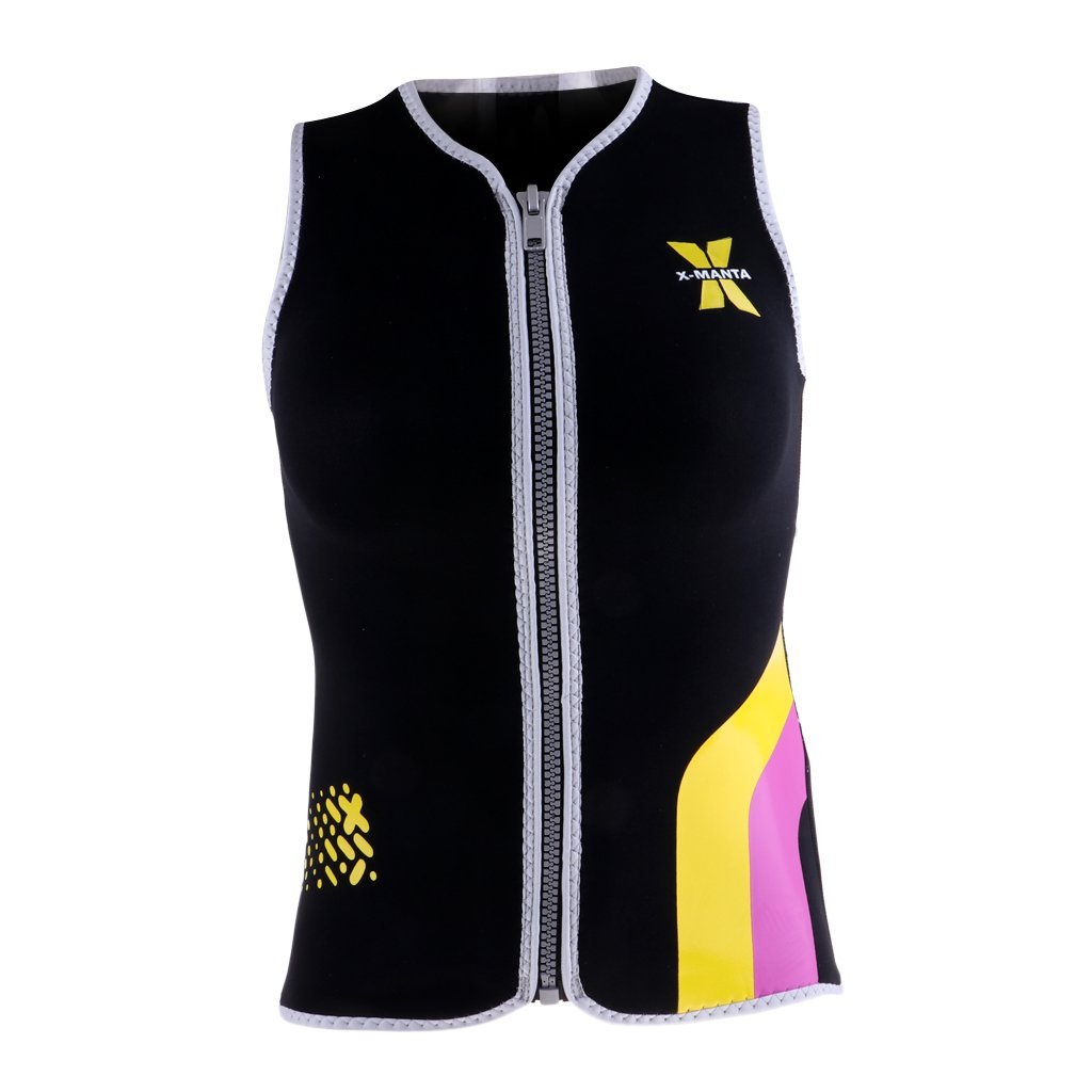 Chaleco de Neopreno de para Mujer, 3 mm, sin Mangas, con Cremallera Frontal, Chaqueta para Buceo, Surf, natación, esnórquel, Negro