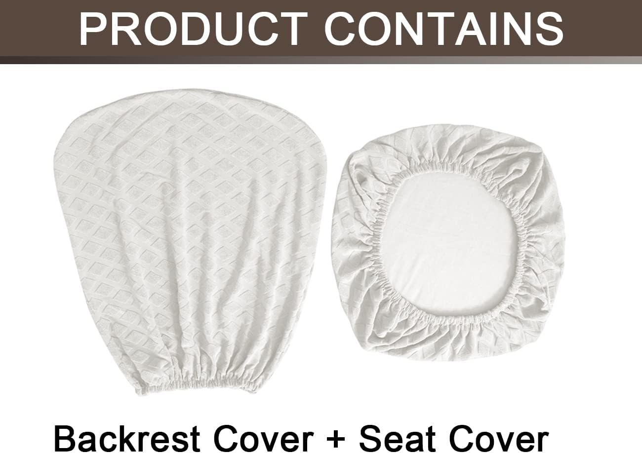 Office Chair Cover Universal Rotating Chair Slipcovers Stretch Removable Protector Computer Chair Seat Cover (Cream White, Chair Seat Cover + Backrest Cover)