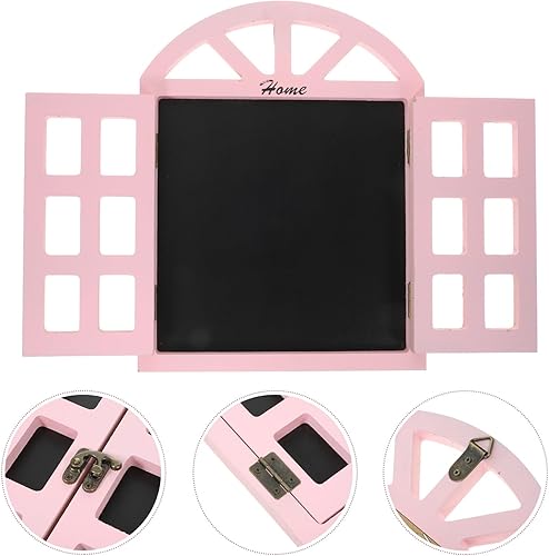 Miniatura 6 de Letrero colgante de pizarra con forma de ventana, letrero de madera borrable, pizarra pequeña para el hogar, bar, pub, decoración de pared (rosa)