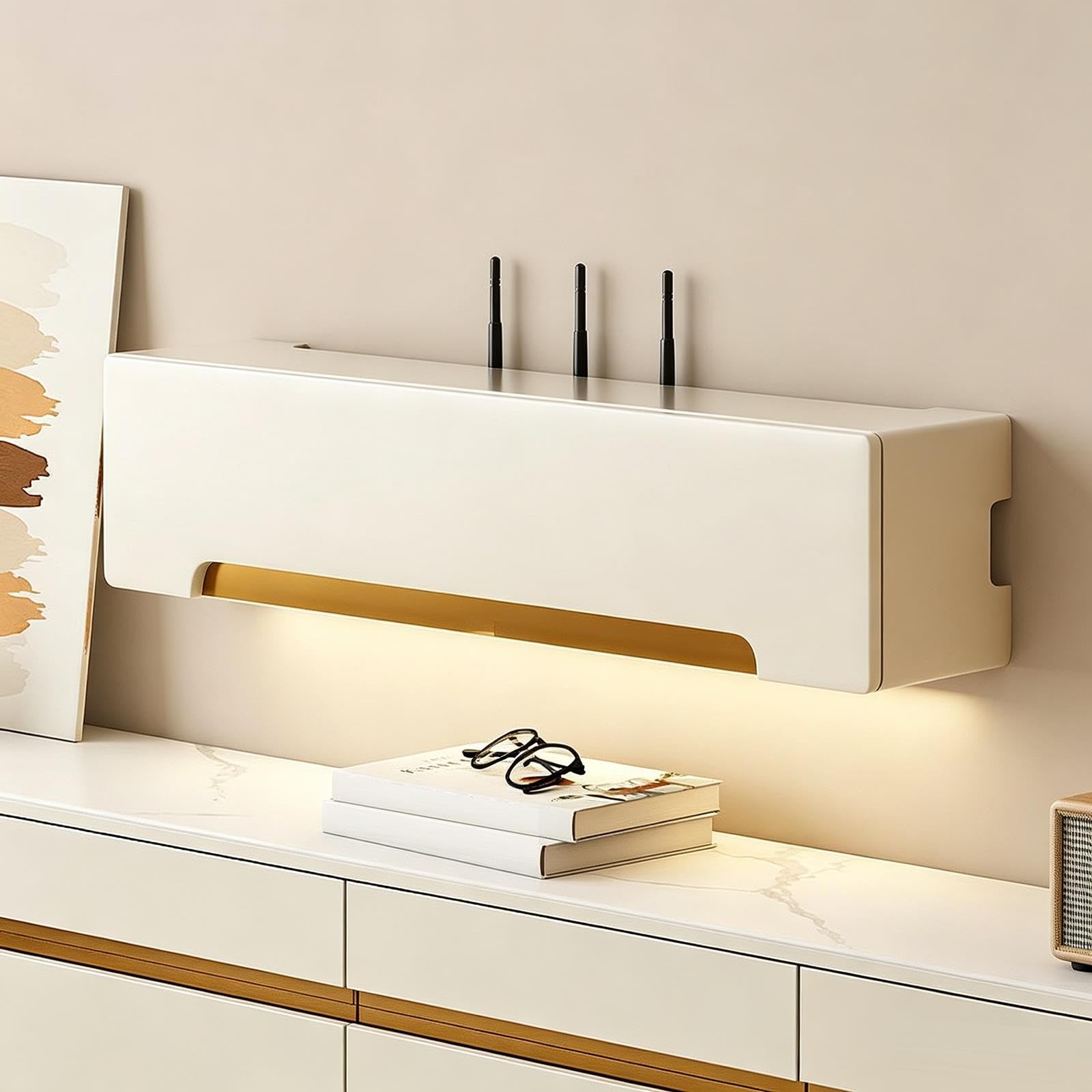 Montaggio a Parete Mobiletto Portaoggetti per Router Wifi,nascondi Router