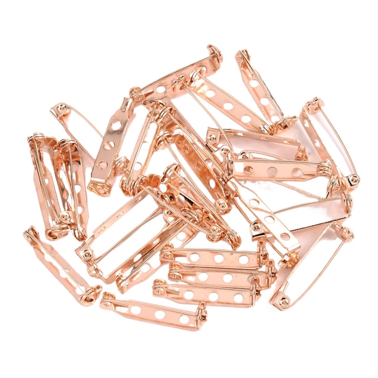 Bandejas de alfileres de broche con, broches Base 30 Unids/Lote 20 25 32 Mm Doble Broche Clip Base Pines Base En Blanco for Suministros De Fabricación De Joyas De Bricolaje (Color : Gold2, Size : 25mm