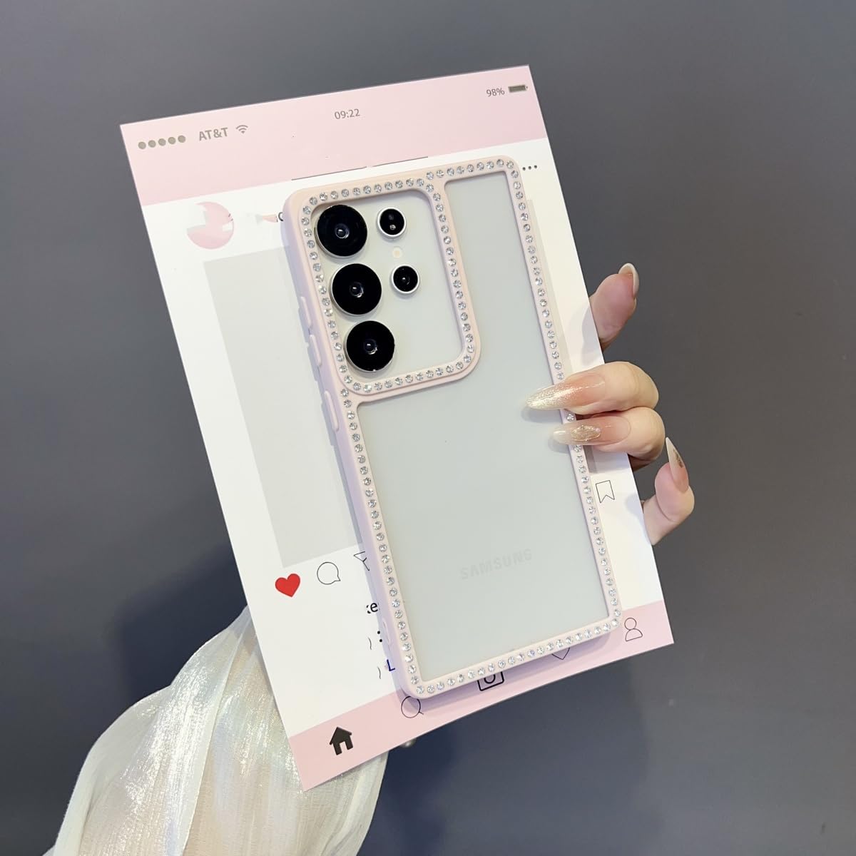 Coque de luxe rose pour Samsung S23 Ultra avec diamants, le cadeau chic idéal