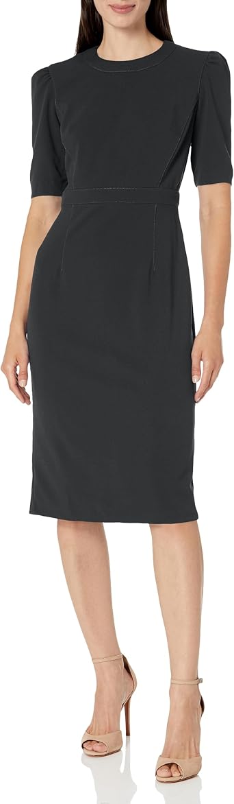 Donna Morgan Womens Sleek and Sophisticated Workwear Crepe Dress Office Career Desk to Dinner Occasion Guest of