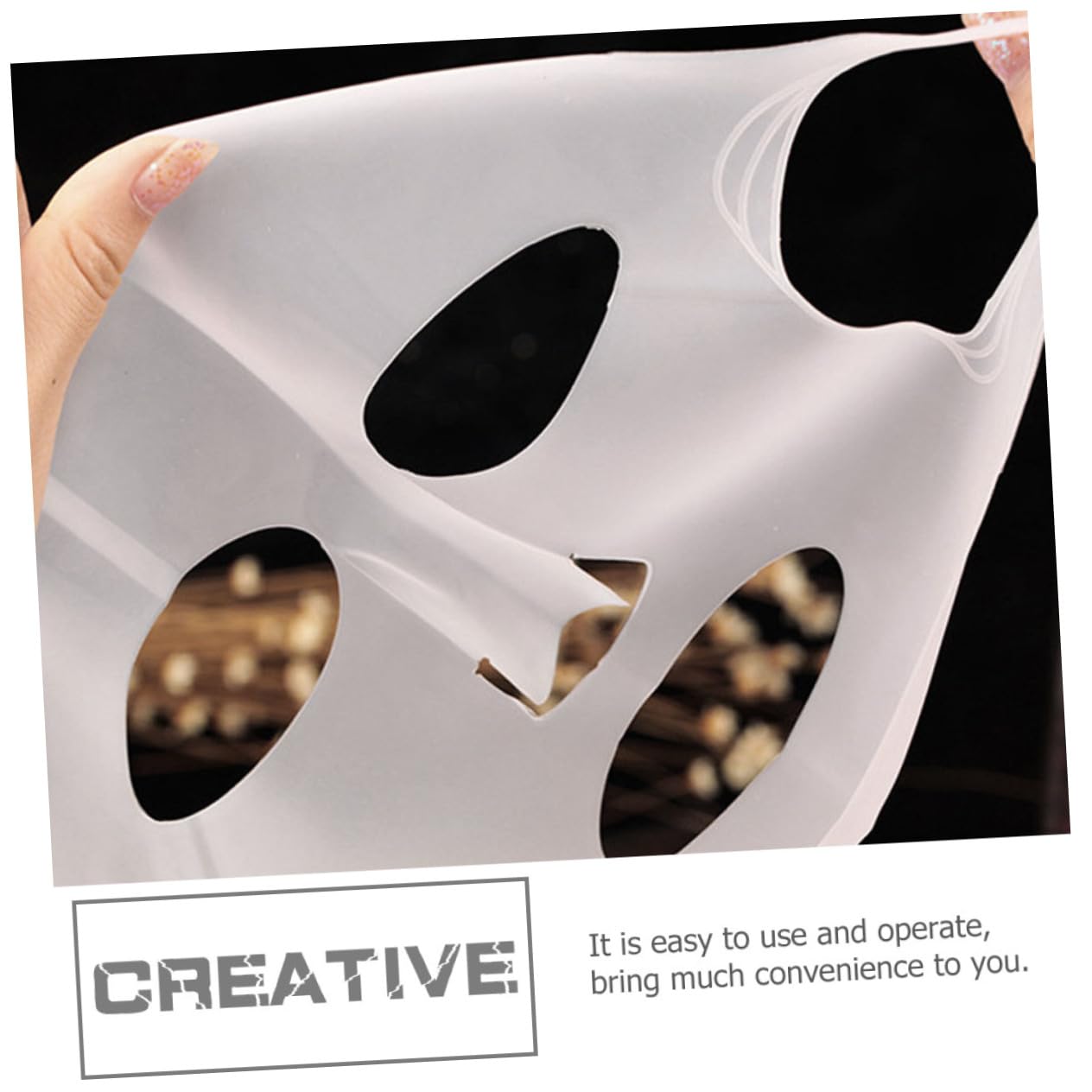 4pcs Silicone Mask Cover Reusable Beauty Mask Film for Women for Home Skin Care Moisturizing and Convenience White and