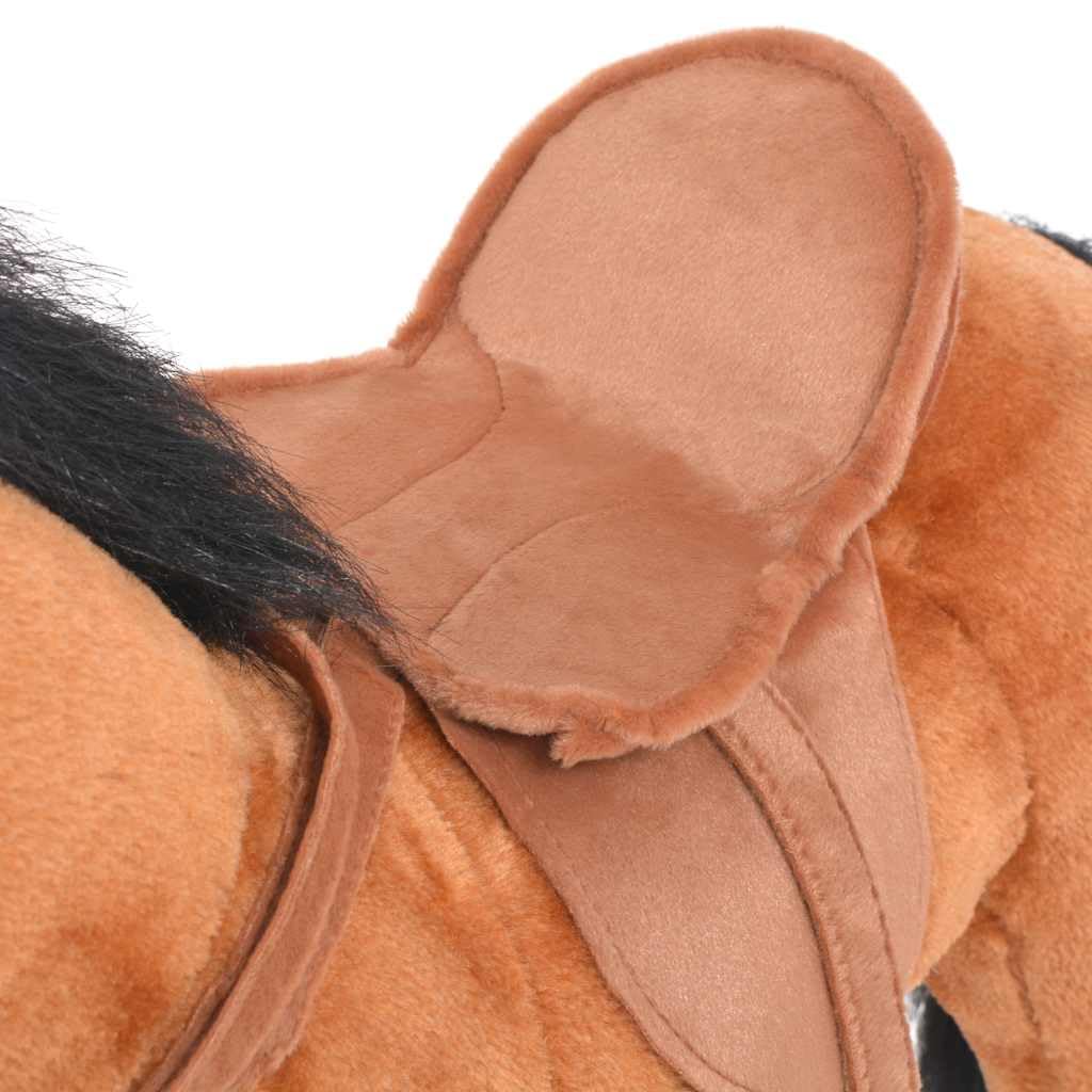 Peluche cavallo in piedi, marrone, peluche con funzione sonora, sella e redini, 64 x 60 cm, portata fino a 100 kg, per bambini dai 36 mesi in su