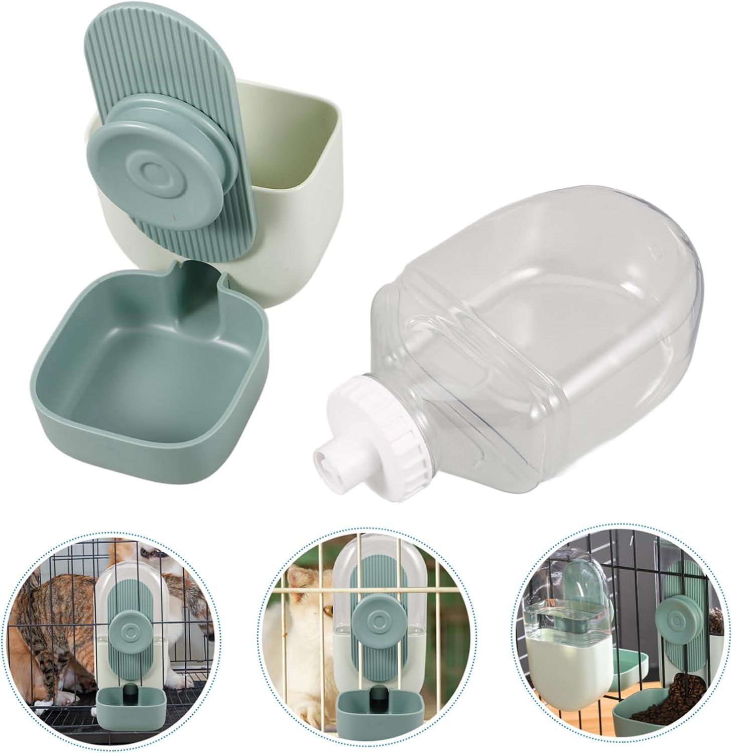 POPETPOP 4pcs Pet Water Bottle Dog Crate Water Bowl Automatic Waterer No Leak Pet Supply Cage Accessory