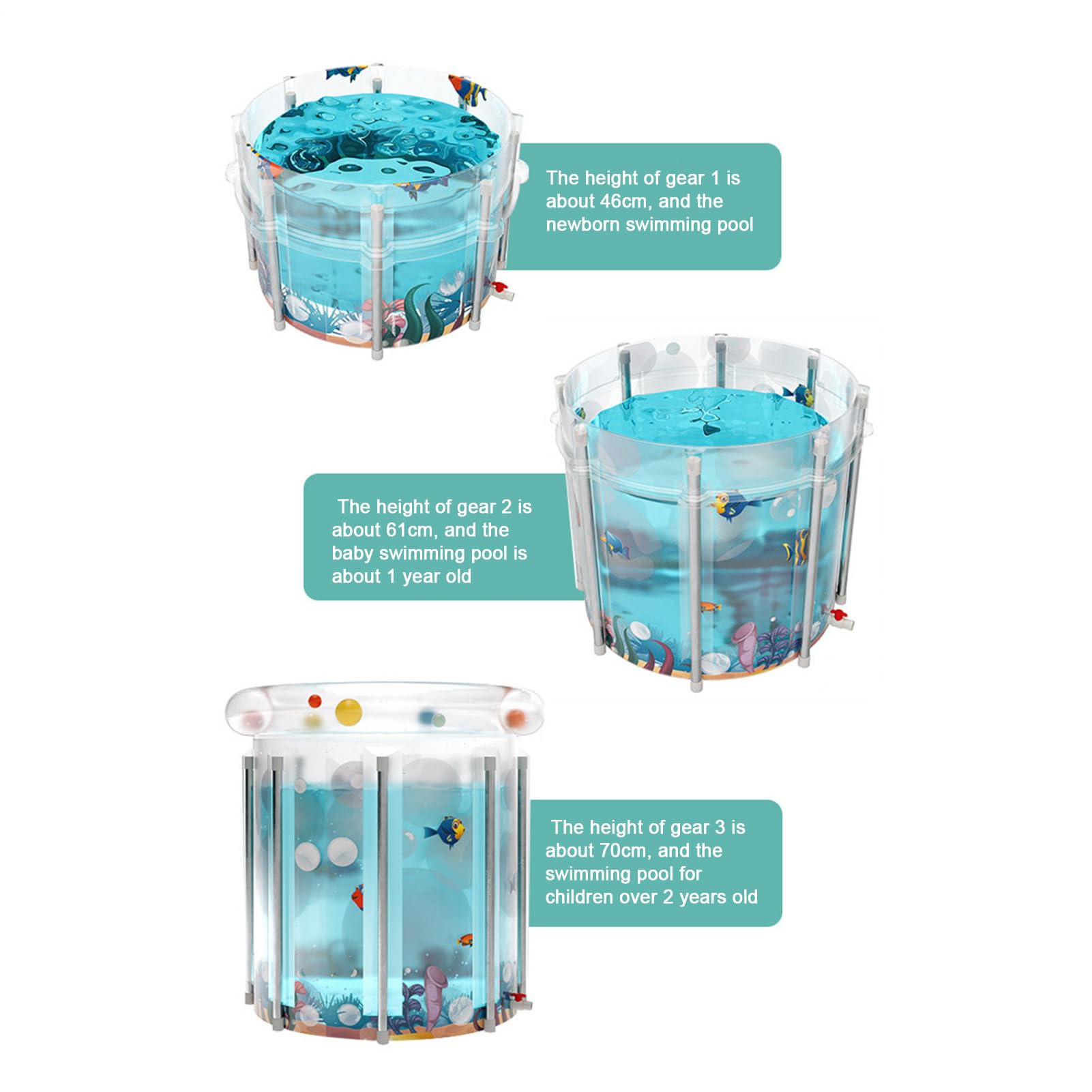 Bañera Plegable Inflable - Bañera de PVC Transparente Portátil Para O Baño | Caliente | Bañera de Spa Ajustable para Adultos y Niños, Bañera Gruesa Ligera Para La Relajación Del Baño, Einw