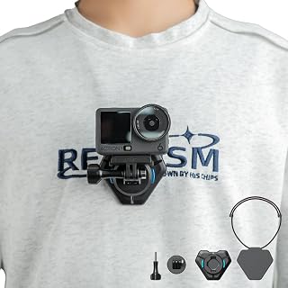 Magnetic Chest Mount with Neck Strap, 360° POV Invisible Selfie Necklace Lanyard Mounting Accessories Attach Compatible with GoPro Hero 13/12/11/10/9, Insta360, DJI Action 6/5 Pro/4 (Black-02)