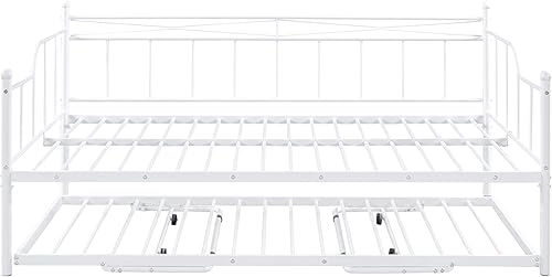 Miniatura 6 de Bellemave Sofá cama de metal de tamaño matrimonial con nido ajustable de tamaño individual, nido plegable portátil, no necesita somier (tamaño